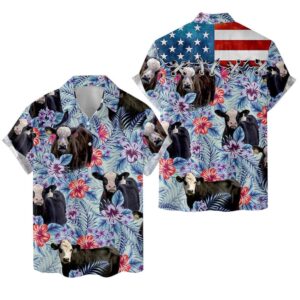 Farm Hawaiian Shirt, Tropical Black Hereford…