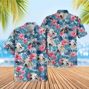 Farm Hawaiian Shirt, Tropical Brahman Blue…