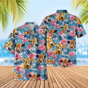 Farm Hawaiian Shirt, Tropical Jersey Blue…