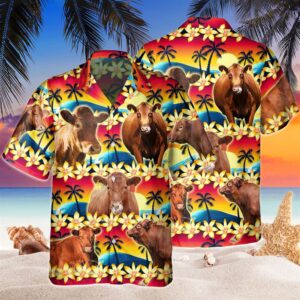 Farm Hawaiian Shirt, Vintage Red Angus…