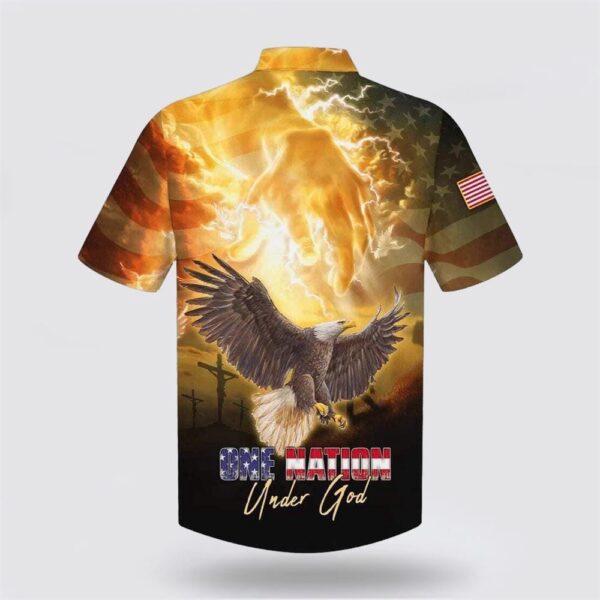 Christian Hawaiian Shirt, Independence Day American Flag One Nation Under God Eagle Christian Faith Hawaiian Shirt