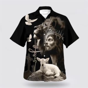 Christian Hawaiian Shirt, Jesus And Lion…