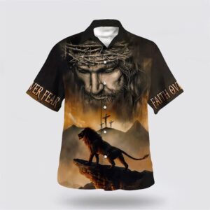 Christian Hawaiian Shirt, Jesus And Lion…