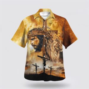 Christian Hawaiian Shirt, Jesus And Lion…