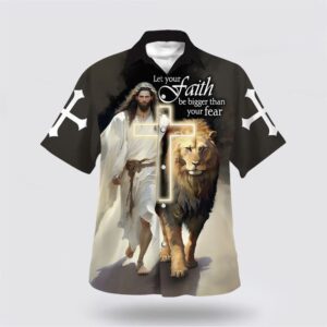 Christian Hawaiian Shirt, Jesus And Lion…