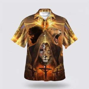 Christian Hawaiian Shirt, Jesus And Lion…