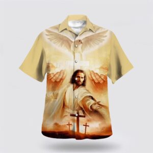 Christian Hawaiian Shirt, Jesus Christ Reaching…