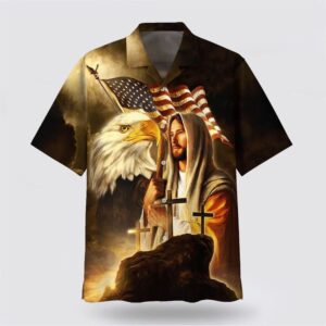 Christian Hawaiian Shirt, Jesus Eagle American…