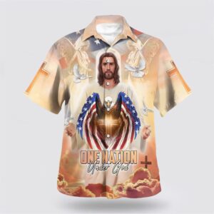 Christian Hawaiian Shirt, Jesus Eagle And…