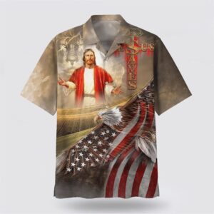 Jesus Face And The Lion Hawaiian Shirts Christian Hawaiian Shirt Christian Summer Short Sleeve Shirt 1 iroevl.jpg