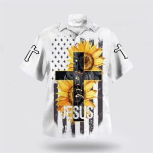 Christian Hawaiian Shirt, Jesus Faith Sunflower…