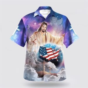 Christian Hawaiian Shirt, Jesus Holding Earth…