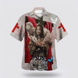 Christian Hawaiian Shirt, Jesus Holding Lamb…