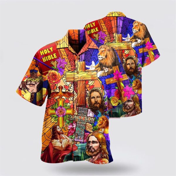 Christian Hawaiian Shirt, Jesus Lion And Flowers Cool Hawaiian Shirts, Christian Clothing Hawaii