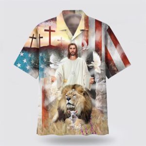 Christian Hawaiian Shirt, Jesus Lion And…