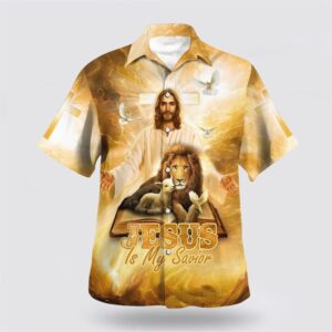 Jesus Lion And The Lamb Hawaiian Shirt Jesus Is My Savior Hawaiian Shirts Christian Hawaiian Shirt Christian Summer Short Sleeve Shirt 1 hrvvph.jpg