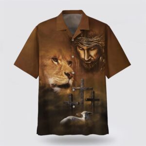 Christian Hawaiian Shirt, Jesus Lion And…