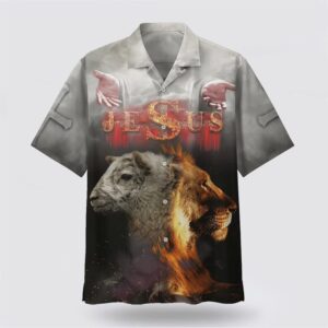 Christian Hawaiian Shirt, Jesus Lion And…