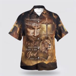 Christian Hawaiian Shirt, Jesus Lion Cross…