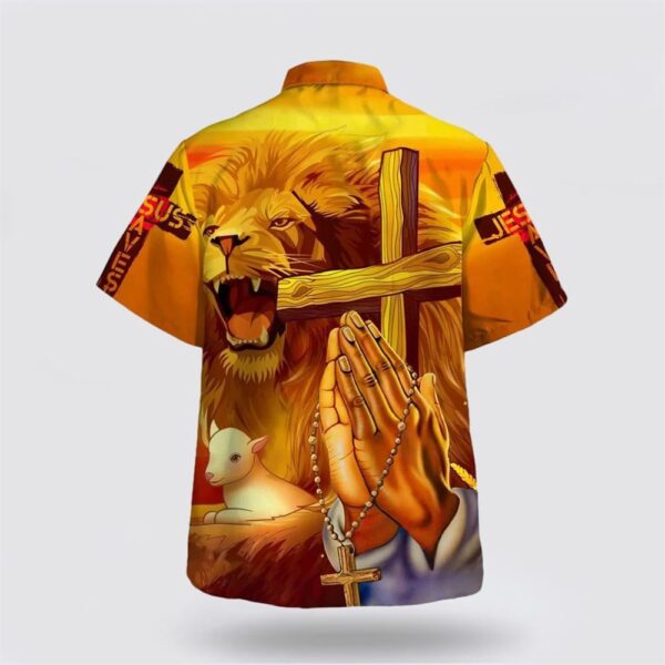 Christian Hawaiian Shirt, Jesus Lion Cross Faith Over Fear Hawaiian Shirt, Christian Clothing Hawaii