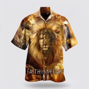 Christian Hawaiian Shirt, Jesus Lion Faith…