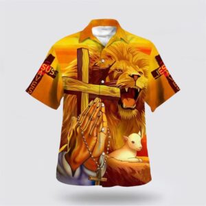 Christian Hawaiian Shirt, Jesus Lion Jesus…