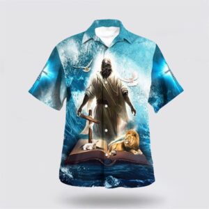 Christian Hawaiian Shirt, Jesus Lion Lamb…