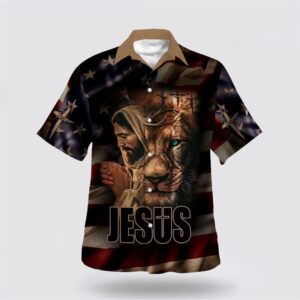 Christian Hawaiian Shirt, Jesus Lion Of…