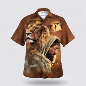 Christian Hawaiian Shirt, Jesus Lion Of…