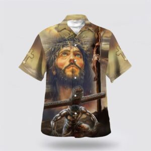 Christian Hawaiian Shirt, Jesus Portrait Crucifixion…