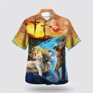 Christian Hawaiian Shirt, Jesus Saves Lion…