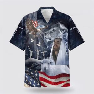 Christian Hawaiian Shirt, Jesus US Flag…