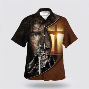 Christian Hawaiian Shirt, Knight Template Jesus…