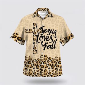 Christian Hawaiian Shirt, Leopard Jesus Love…