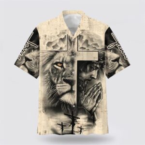 Christian Hawaiian Shirt, Lion And Jesus…