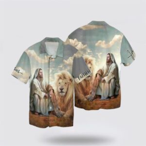 Jesus Hawaiian Shirt, Lion And Jesus…