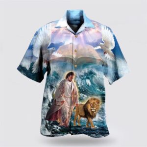 Christian Hawaiian Shirt, Lion And Jesus…