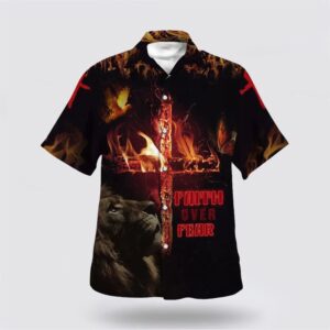 Christian Hawaiian Shirt, Lion Cross Faith…