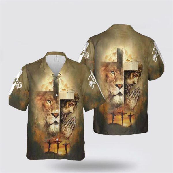 Jesus Hawaiian Shirt, Lion Jesus Faith Hawaiian Shirt, Religion Hawaiian Shirt