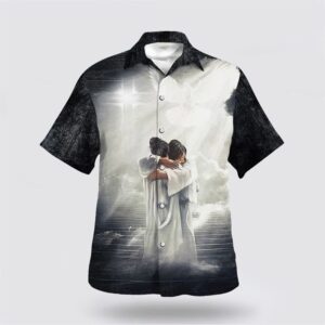 Man Hugging Jesus In Heaven Hawaiian Shirts Christian Hawaiian Shirt Christian Summer Short Sleeve Shirt 1 srkxhi.jpg
