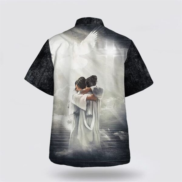Christian Hawaiian Shirt, Man Hugging Jesus In Heaven Hawaiian Shirts, Christian Clothing Hawaii