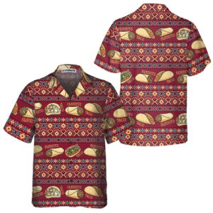 Mexican Hawaiian Shirt, Burgundy Taco Mexican…