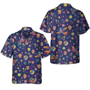 Mexican Hawaiian Shirt, Colorful Alebrijes Birds…