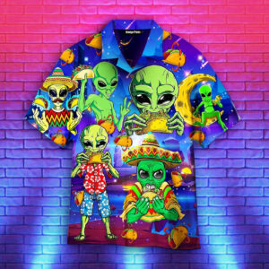 Mexican Hawaiian Shirt, Funny Aliens Eat…