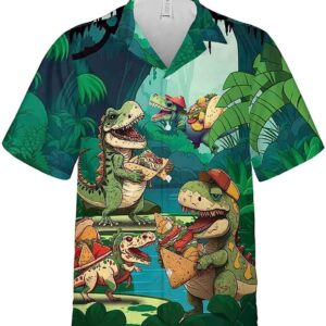 Mexican Hawaiian Shirt, Funny T-rex Loves…