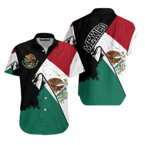 Mexican Hawaiian Shirt, Grunge Mexico Flag…