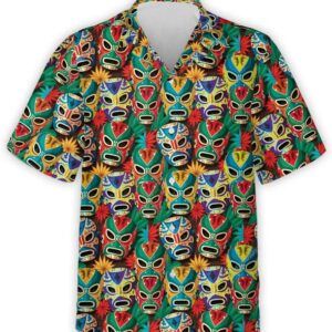 Mexican Hawaiian Shirt, Lucha Libre Masks…