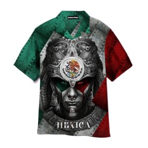 Mexican Hawaiian Shirt, Mexican Aztec Warrior…