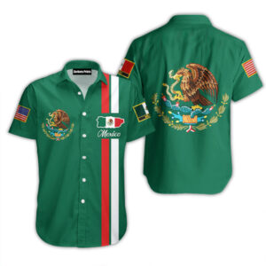 Mexican Hawaiian Shirt, Mexican Eagle Green…