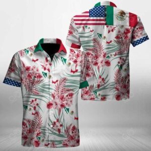 Mexican Hawaiian Shirt, Mexico American Flag…